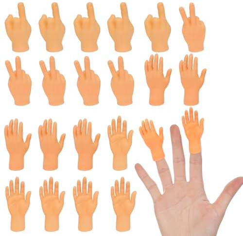 Fingerpuppen Mini Hände Set 20 Stück, Tiny Hands Finger Spielzeug Kleine Hände Scherzartikel, Realistische Finger Puppen mit Gesten Geeignet für Aktivitäten mit Haustieren wie das Streicheln