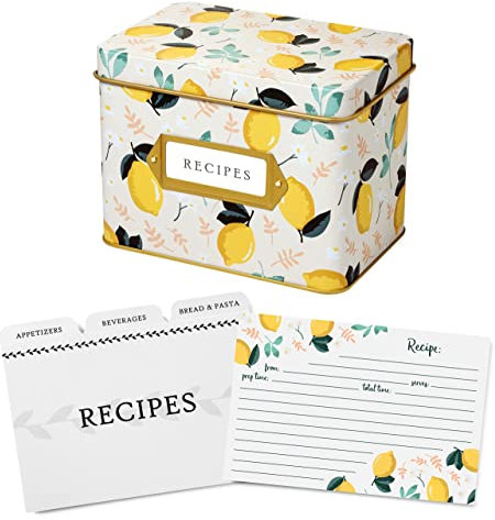 Jot & Mark Dekorative Rezeptdose für Rezeptkarten, Grußkartenhalter, 10,2 x 15,2 cm (Rezeptbox-Kit, Zitronenschale)