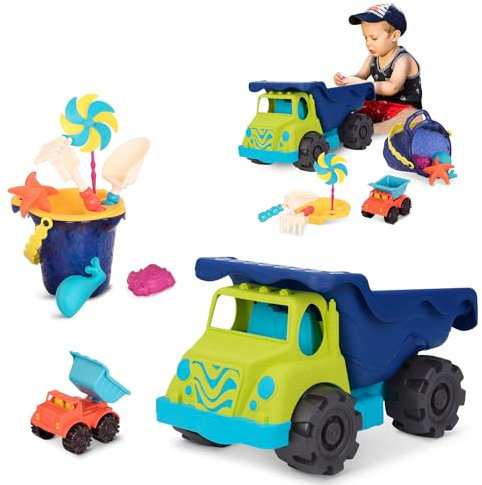 B. toys - Kolossaler Kreuzer & Sand Ahoi! - Blau - Großer Muldenkipper & Sandspielzeug - 10 Strand- und Sandkastenspielzeug - Lastwagen, Schaufel, Schaufel und mehr - 18 Monate +