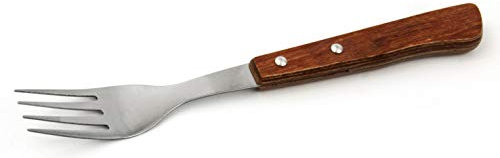 NIROSTA Tenedor acero inoxidable con mango madera packawood 20x2,5x1cm color inox y marrón, 1ud