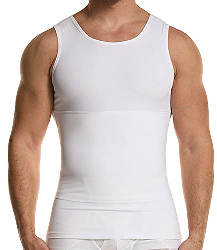 GSKS Débardeur de Compression Amincissant pour Homme, Blanc, XL