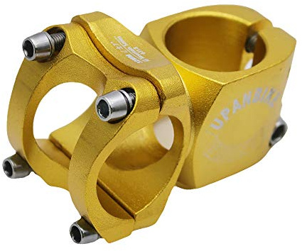 UPANBIKE Fahrradvorbau, 25,4 mm, 28,6 mm, 32 mm, Aluminiumlegierung, kurzer Vorbau für Rennrad, MTB, BMX (Gold)