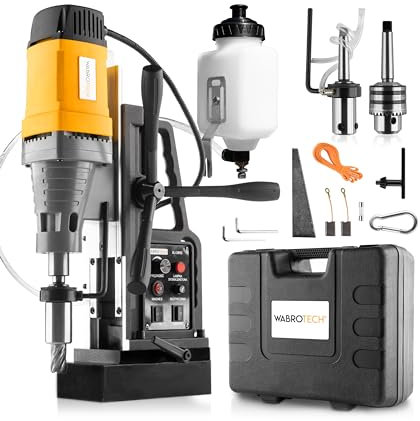 WABROTECH® WT28REW Magnetbohrmaschine 60 mm - Magnet Kernbohrgerät 300 U/min - Magnethaltekraft 13800 N - Tragbar Magnetbohreinheit M3-M22 für Metallbearbeitung - Kernbohrmaschine 2080W - Magnetbohrer