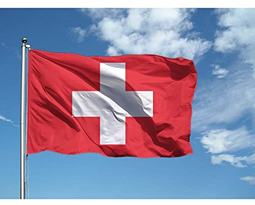 Flagge Schweiz 90 x 150 cm aus Polyester, mit umlaufendem Bündchen und Öse.