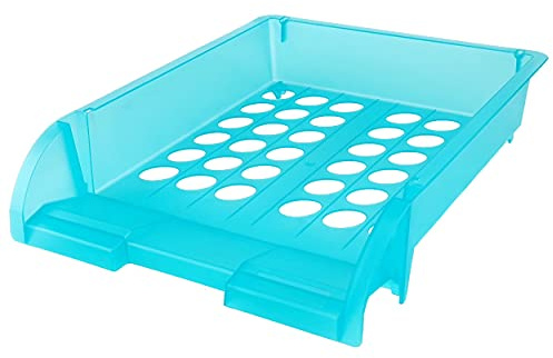 D. RECT PP A4 Corbeille à Papier Corbeille à courrier Corbeille à courrier Panier de Rangement Transparent Turquoise