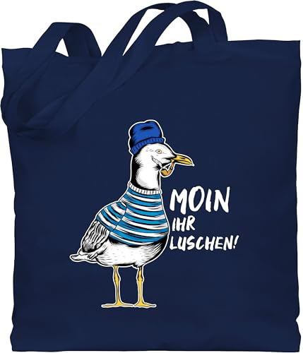 Shirtracer - Baumwolltasche - Sprüche Statement - Moin ihr Luschen - Coole Möwe - Weiß