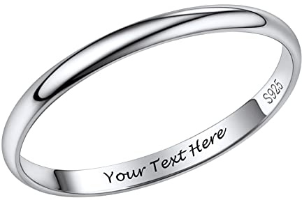 PROSILVER Verlobungsring Eheringe Ring für Damen Herren 925 Sterling Silber personalisierte Trauringe Hochzeitsringe Memoirering Ewigkeitsring Band Ringe Minimalist Schmuck Accessoire