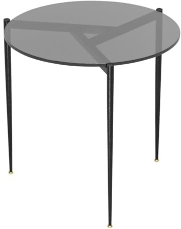 Artloge Beistelltisch Rund Wohnzimmertisch Glas Ø 50 cm, Sofatisch Rauchglas Kaffeetisch Runder Tisch Moderner Couchtisch für Zuhause, Wohnzimmer, Terrasse, Garten - 50×50×50 cm Grau