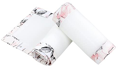 TupTam Bettumrandung Babybett 3D Mesh Nestchen – Gitterstäbe Schutz Netz 2er, Farbe: Rose/Rosa, Größe: ca. 128 x 30 cm (für Babybett 140x70)