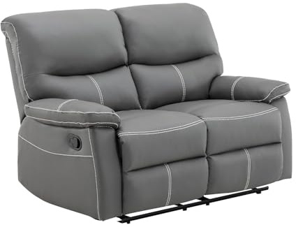 Vente-unique - Divano relax 2 posti Canby - similpelle - grigio