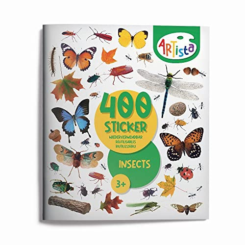Artista 9315132 Stickerbuch Insekten, 400 naturgetreue Sticker | wiederverwendbar, für Erwachsene und Kinder ab 3 Jahren