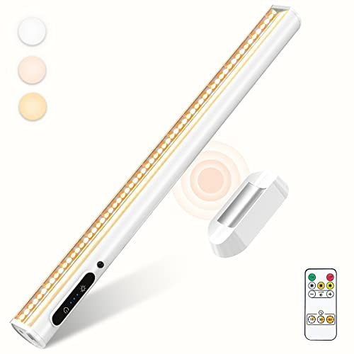 bravzurg Luce LED Sottopensile, 4000mAh Lampada da Scrivania Senza Fili con Telecomando e Magnetica, Luci Tavolo Ricaricabile per Cucina, Specchio Bagno, Muro, Armadio, Mensola, Monitor, Parete