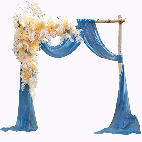 EBETA Tenda per matrimonio, decorazione a mano libera, per arco di nozze e uva a baldacchino, tenda per finestre, Mantovane in tessuto chiffon (Blu denim, 70 x 600 cm)
