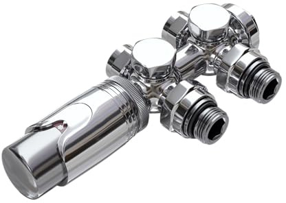 VILSTEIN® Universal Heizkörperanschluss Set [MIT THERMOSTAT] - Multiblock Anschluss für Heizung - Zweirohrsystem Hahnblock Chrom - Ventilhahnblock Amaturensystem - Durchgangs - & Eckanschluss