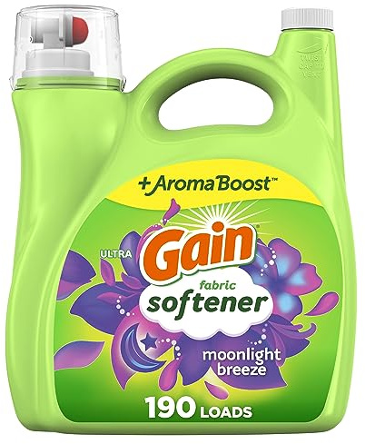 Gain Moonlight Breeze Fabric Softener, 140 FL OZ, 190 Load, Smooth Touch Laundry Conditioner Liquid