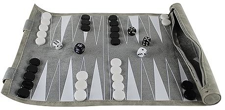 Travel Roll Up Backgammon-Set, 33 cm, Grau