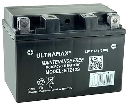 ULTRAMAX ETZ12S Classic AGM Motorcycle Battery (REPLACES YT12A-BS / YTZ12S)
