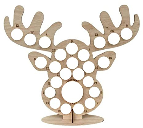 Adventskalender 2023, hölzerne Adventskalender Weihnachtsfeier Schokolade Rahmen Frohe Weihnachten Geschenke für Kinder Elch
