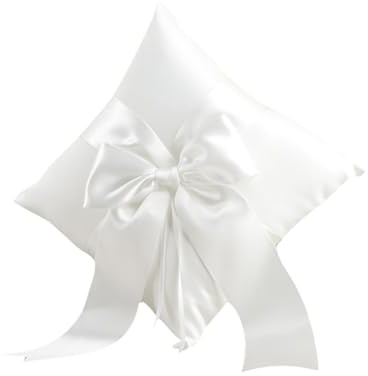 UUYYEO Ribbon Bow Wedding Ring Pillow Ivory Ring Bearer Pillows Ring Cushion Holder Wedding Tiara Jewelry Pillows Bridal Decorative Wedding Supplies