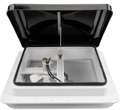 Caskunbsy Ventilateur de toit à fermeture éclair de 14 pouces - Installation facile avec couvercles - Pour camping-car, caravane, camping-car