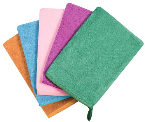 PHOGARY Waschlappen-Set kleinen Handtüchern für Gesicht Körper,Super Saugfähig & Leicht Weiche Gesichtswaschhandschuhe aus Mikrofaser, kleine Hand-Gästehandtücher, 5 Stück, 21×15cm