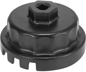 Havgufil Ölfilterschlüssel aus Aluminium, 64,5 mm, für Toyota Camry, Lexus, Tundra, 4Runner, Tacoma, RAV4 und mehr, 14 Rillen, 4 Schlitze für 2,0 l - 5,7 l Motor, 3/8 Zoll Vierkant, Schwarz