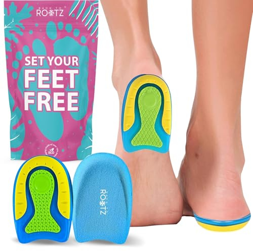 ROOTZ® | Talonnette en Silicone pour Soulager la Douleur | Semelle Gel Adhésive pour Épine Calcanéenne et Fasciite Plantaire | 1 Paire (Taille L 42-46)