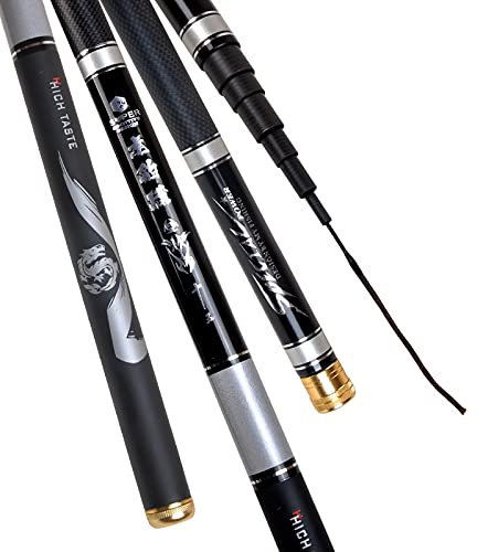 Stipprute 1/9 Power Super Hard Fishing Rod 3,6 m-6,3 m Carbon Teleskop-Karpfenbach Handpasteifischerfischereizubehör Angel Rute (Größe : Black Color_6.3m)
