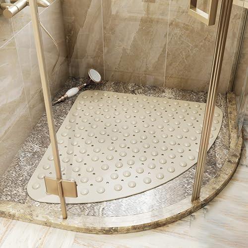 Dreieckig Badewannenmatte,Weiches Pvc Gebogen Dreieckig Duschmatte,Sector Dusch Antirutschmatte,Mit SaugnäPfen,Mit AbflusslöChern,Weicher Textur,FüR Badezimmer,Duschen,Wohnzimmer,Schlafzimme