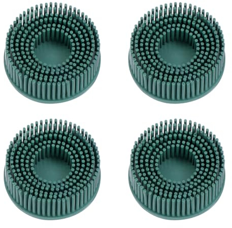 uxcell 4 x Borstenscheiben, 5,1 cm, Körnung 50, Schleifbürste, Entgratung, elektrische Scheibenbürste mit Schnellwechsel-Rollverschluss, Schleifbeschichtung, Entfernungsscheibe für Metall, Grün