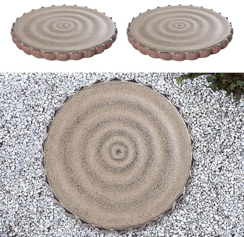 Trittsteine für Garten 2er-Set Lotus-Modellierstein Trittstein für den Außenbereich, Rutschfest Pflastersteine ​​für Veranda Gehwege Wege, Langlebig Rund Harz Dekorativer Gartenstein(42cm (16 1/2))