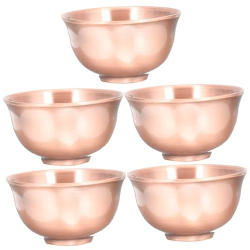 WATIIFUFU 5 Pz Tazza Da Tè Ciotola Per Offerte Per L'altare Ciotola Di Tè Matcha Coppa Dell'altare Buddista Matcha Chawan Ciotole Da Tè Retrò Tazze Da Tè Cinesi Mini Tazze Da Tè Rame Rosso