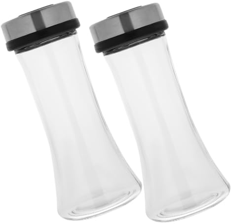 BEBEMOKO 2pcs Salt Shakers Lids Coarse Sea Salt and Pepper Shakers Kitchen Seasoning Holders Seasoning Bottles Leak