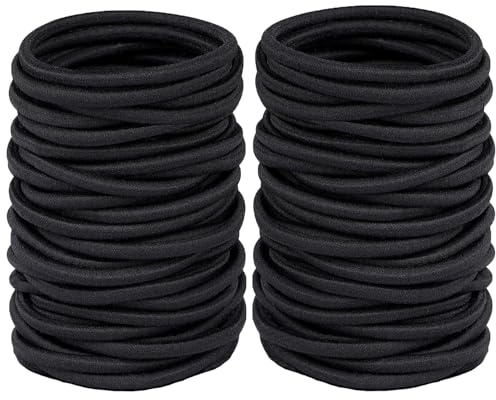 50 Stück Haargummi Schwarz,Haargummis Damen,4mm dick Haargummi,Elastische Hair ties,gilt für Pferdeschwanz, Zöpfe, Alltagslooks.