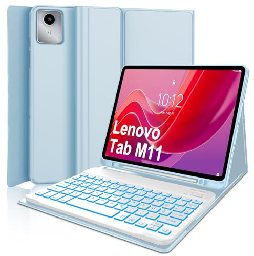 WINCHKING Funda Teclado para Lenovo Tab M11 11 Pulgadas 2024 | Iluminación de 7 Colores, Magnético Bluetooth Teclado Funda para Tablet Lenovo Tab M11 11 2024, QWERTY Español Ñ, Azul