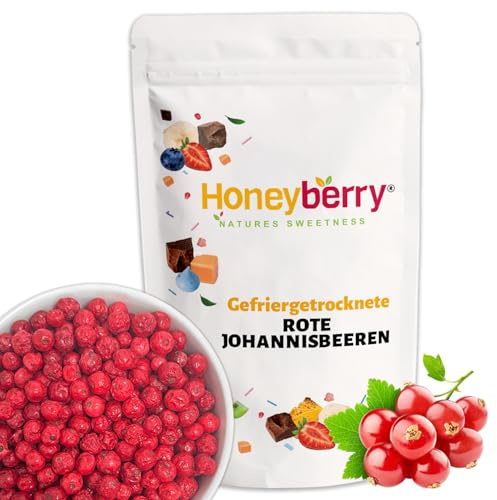 Ribes Rosso Liofilizzato Intero 100g – Frutta Liofilizzata – Bacche di Ribes Rosso Disidratate – Frutta Secca Disidratata per Dolci, Decorazioni per Torte, Snack, Muesli, Dessert e Cocktail