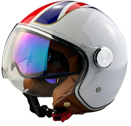 ViPER RSV19 Open Face Motorbike Helmet - Scooter Motorcycle Crash Jet Helmet for Men Women with Sun Visor - Electric Bike & Road Bike Road Legal ECE 22.06 Approved Motorbike Helmets