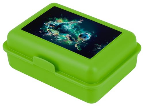 Baagl Caja de pan para niños, fiambrera para niñas, niños, guardería, snackbox (jugador de fútbol)
