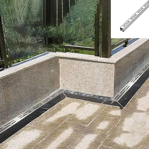 Canaletta Scolo Acqua Piovana Filtro di Drenaggio Lineare in Acciaio Inox 304, Grondaia di Drenaggio a Trincea Lunga 1m, Tubo di Scarico a Canale per Cortile, Coperchio di Scarico Esterno Pesante(W7cm