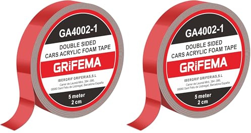 GRIFEMA GA4002-1, Ruban Adhésif Double Face Super Résistant, Double Face Imperméable Extra Fort, Adapté aux Bureaux, Maisons, Réparations Automobiles (Lot de 2)