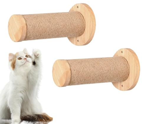 Estantería para escalada para gatos, árbol de gato montado en la pared, rascador de madera después del establo y escalera segura, 2 unidades, para suministros de mascotas, muebles, para interior y