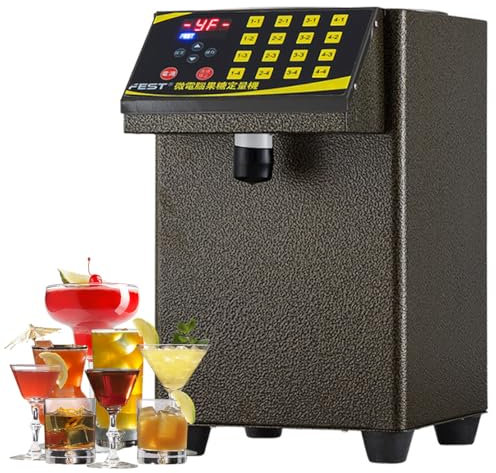 Machine de Fructose Automatique quantitative, 8,5 L d'équipement de thé à Bulles de Fructose, Machine quantitative en Fructose, Baril en Acier Inoxydable + Sortie de Fructose pour Lait, thé, café
