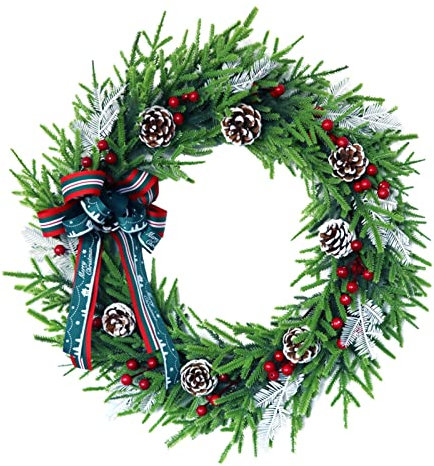 Künstlicher Weihnachtskranz, Simulationsgirlande, hängende Verzierung für Winter-Motto-Party, Hotel, Türdekoration