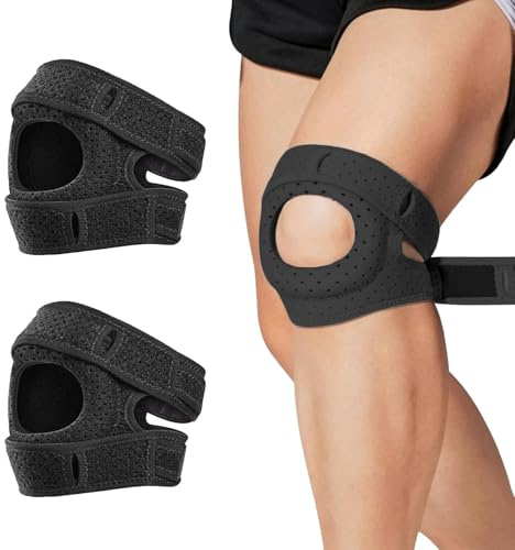 Générique Genouillère Ortho,Deedlite Genouillères OrthoRotule, Réglable Genouillères Ortho Rotule, Pour Les Coureurs, Arthrite Rotule,Tennis (Noir-2pcs)