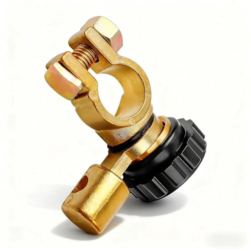 Séparateur de batterie 12 V/24 V avec bornes - En alliage de zinc - Pour voiture, bateau et camping-car - Avec clé de sécurité et accessoires de montage (pour pôles de batterie de 15 à 17 mm)