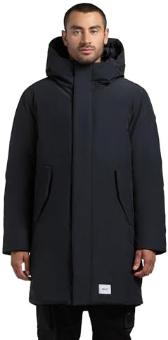 khujo herr varm parkas lång vinterrock med justerbar huva och magnetiska lås dimma S–XXL, Port blå, S