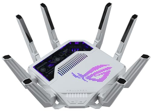 ASUS ROG Rapture GT-BE19000AI - Router AI Gaming WiFi 7 (802.11be) de Triple Banda, 320 MHz y 4096-QAM, MLO, Puertos 10G, AI Game Boost, Aura RGB, Compatible con AiMesh, Guest Network Pro