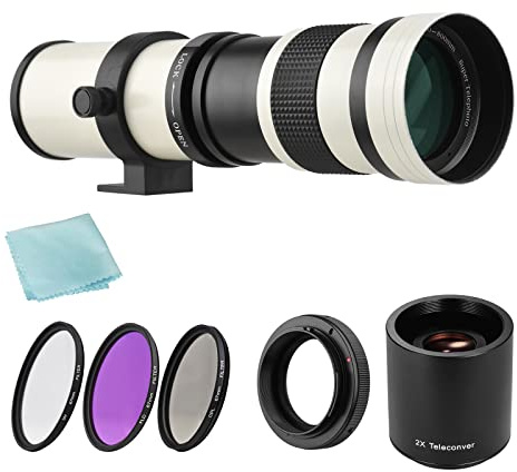 MF Super téléobjectif 420-800 mm F 8 3-16 T avec 2 téléconvertisseurs CPL FLD et bague d'adaptation T2-EOS pour appareils photo EOS Rebel à monture EF