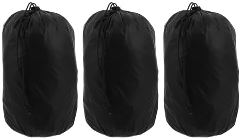 UKCOCO Bolsas Impermeables en Color Negro Juego de 3 de Nylon Cordón para Almacenamiento Seguro de Chaquetas de Plumón y Ropa de Viaje Ligeras y Portátiles