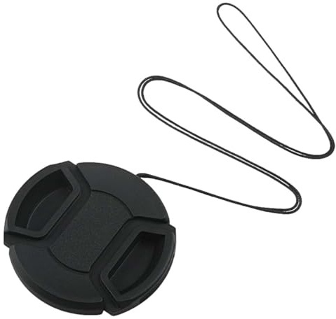 LEPZUR 1 pezzo Coperchi per obiettivi di fotocamera con cinghietta, in plastica, universale per fotocamere digitali, 49mm, nero